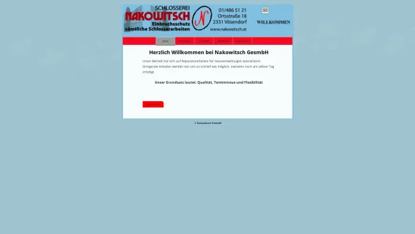 Website Screenshot: Schlosserei Nakowitsch GesmbH - Schlosserei Nakowitsch - Date: 2023-06-23 12:07:41