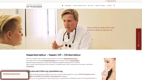 Website Screenshot: HNO Facharzt Dr. Pichelmaier - Nasenchirurgie - Nasen OP, Dr Pichelmaier, Korneuburg / Wien - Date: 2023-06-23 12:07:44