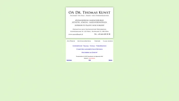 Website Screenshot: HNO Wien Dr. Thomas Kunst - HNO 1130 Wien - Dr. Thomas Kunst - Nasenchirurgie - Date: 2023-06-14 10:44:04