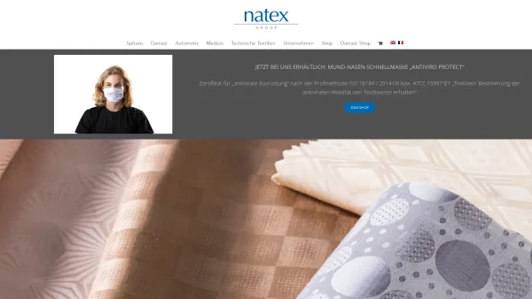 Website Screenshot: NATEX SPITZEN GMBH & Co - Natex Group | Textilien, Spitzen, Damast, Automotiv, Medizin - Date: 2023-06-23 12:07:44