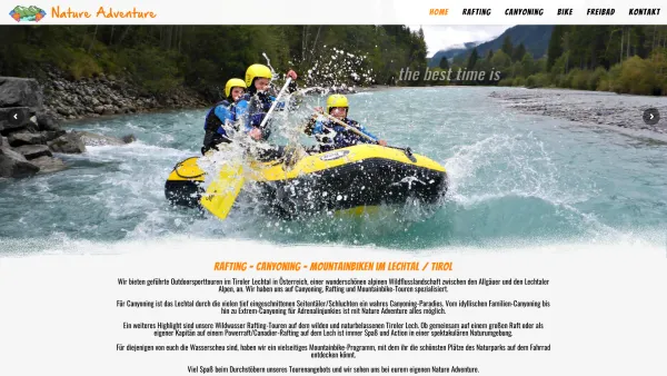 Website Screenshot: Nature Adventure - Nature Adventure - Canyoning & Rafting - Lechtal Tirol Österreich - Date: 2023-06-23 12:07:44