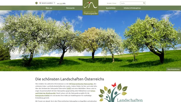 Website Screenshot: Verband der Naturparke Österreichs - Startseite - Naturparke - Date: 2023-06-14 10:44:04