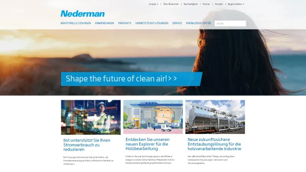 Website Screenshot: Nederman Corporate Site - Willkommen bei Nederman - Experten für industrielle Luftfiltration - Date: 2023-06-15 16:02:34