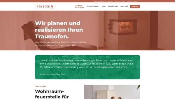 Website Screenshot: NEMECEK OFENBAU - Nemecek Ofenbau in Wieselburg • Kaminofen, Kachelofen und mehr - Date: 2023-06-23 12:07:47