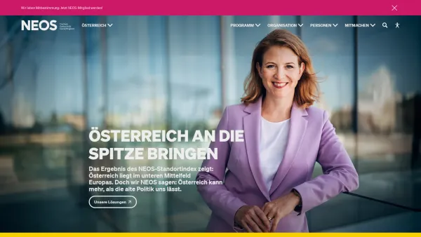 Website Screenshot: neos - new electronic office solutions GmbH - Alle Informationen zur politischen Partei NEOS - Date: 2023-06-23 12:07:47