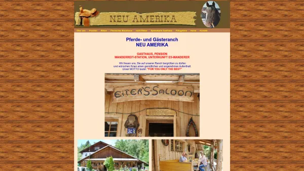 Website Screenshot: Gasthaus Neu Pferderanch Neu-Amerika - Über uns - neu-amerika.at - Date: 2023-06-23 12:07:50