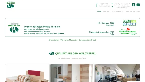 Website Screenshot: Tischlerei Neulinger GesmbH - Startseite - Tischlerei Neulinger - Date: 2023-06-23 12:07:53