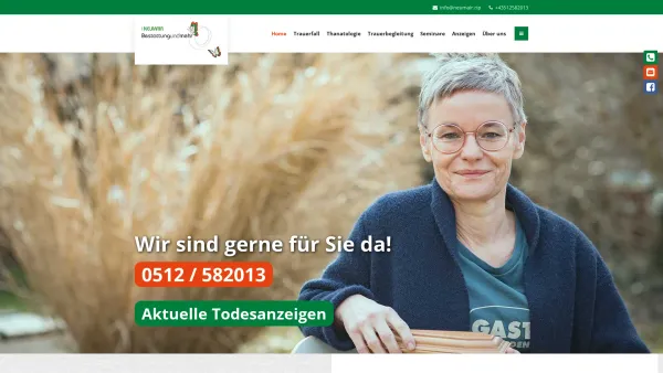 Website Screenshot: J. Neumair Bestattungen Innsbruck - Bestattung Innsbruck, Bestatter - I. Neumair Bestattung | Innsbruck - Date: 2023-06-14 10:44:07
