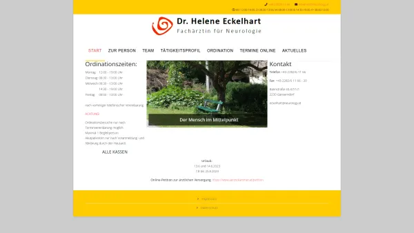 Website Screenshot: Dr. med. Helene Eckelhart Fachärztin für Neurologie - Dr. Helene Eckelhart - Date: 2023-06-14 10:44:07