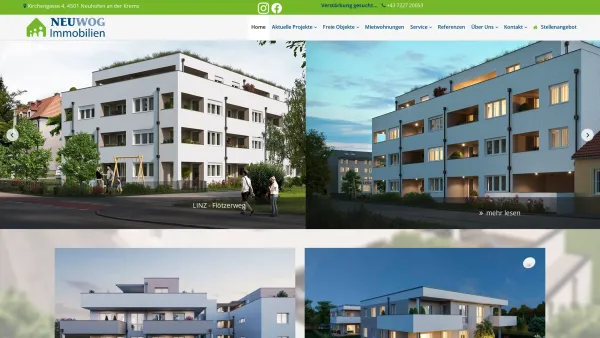 Website Screenshot: NEUWOG Immobilientreuhand u Liegenschaftserrichtungs GmbH - Immobilien in Neuhofen an der Krems und im Bezirk Linz-Land - Date: 2023-06-23 12:07:53
