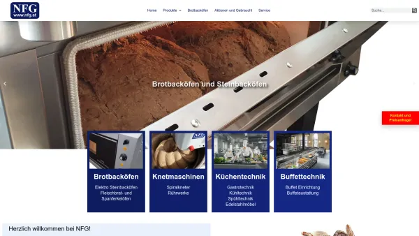 Website Screenshot: NFG Imbiss und Gastrotechnik GmbH - NFG – Brotbacköfen Knetmaschinen Backtechnik Steinbacköfen Gastrotechnik und Kühltechnik - Date: 2023-06-23 12:07:55