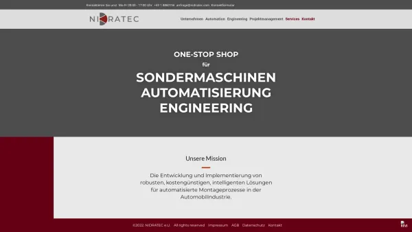 Website Screenshot: NIDRA engineering - NIDRATEC e.U – Sondermaschinen, Automation, Engineering - Date: 2023-06-23 12:07:55