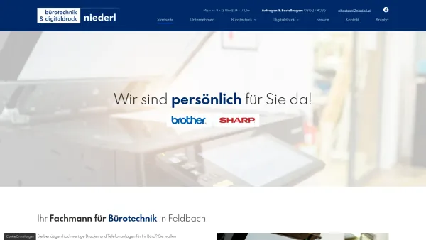 Website Screenshot: Bürotechnik Niederl GmbH - Bürotechnik und Druckerei in Feldbach | Bürotechnikgeräten - Date: 2023-06-23 12:07:55
