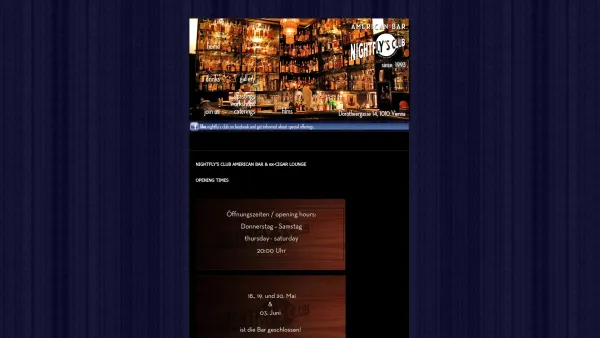 Website Screenshot: Nightflys American Bar - Nightfly's Club American Bar since 1993 Dorotheergasse 14, 1010 Wien. Best Cocktails and Drinks in Vienna. Fine Spirits, selection of Whisky and Cigars - Date: 2023-06-14 10:38:10
