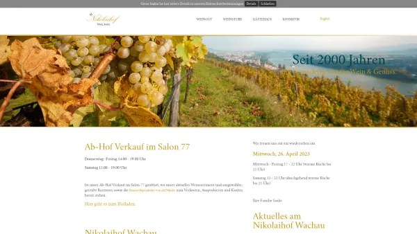 Website Screenshot: Nikolaihof Wachau - Home - Nikolaihof - Date: 2023-06-23 12:07:56