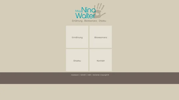 Website Screenshot: Mag. Nina Walter Ernährungsberatung - Ernährung / Bioresonanz / Shiatsu in Wien – Mag. Nina Walter - Nina Walter - Date: 2023-06-15 16:02:34
