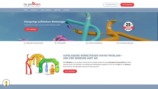 Website Screenshot: no problaim Werbeträger GmbH / Inflatables aufblasbare Werbeträger - Aufblasbare Werbeträger: Inflatables vom Profi - no problaim - Date: 2023-06-23 12:07:58