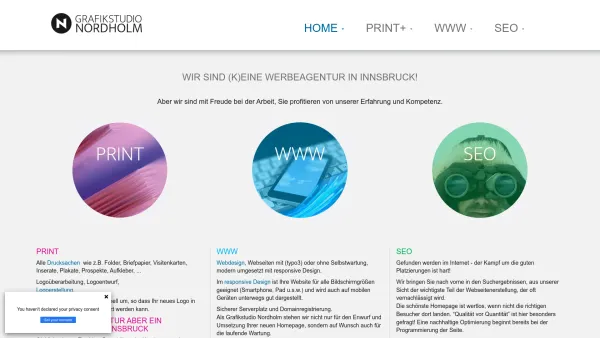 Website Screenshot: Grafikstudio Nordholm OG - Werbeagentur Innsbruck, Grafikstudio Nordholm, Webdesign - Date: 2023-06-26 10:26:35
