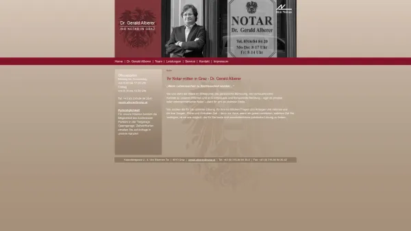 Website Screenshot: Dr. Gerald Alberer Öffentlicher Notar - Ihr Notar mitten in Graz - Dr. Gerald Alberer - Date: 2023-06-14 10:44:10