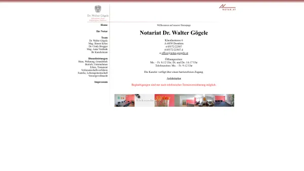 Website Screenshot: Notariat Dr. Walter Gögele - Notariat Dr. Walter Gögele - Dornbirn, Vorarlberg - Date: 2023-06-23 12:08:01
