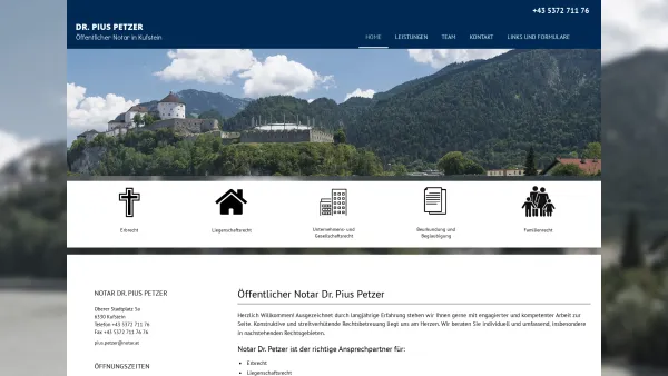 Website Screenshot: Notar Dr. Pius Petzer - Notariat Petzer - Ihr Notar in Kufstein - Date: 2023-06-14 10:44:10