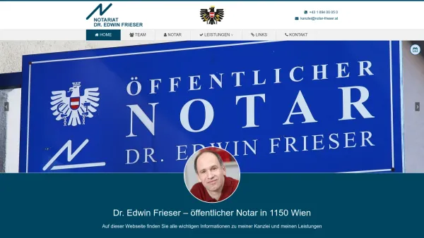 Website Screenshot: Notar Dr. Edwin Frieser - Dr. Edwin Frieser - Öffentlicher Notar in 1150 Wien - Date: 2023-06-15 16:02:34
