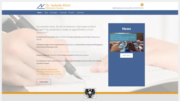 Website Screenshot: Notariat Dr. Isabella Eberl - Notar Salzburger Land - Dr.Isabella Eberl - Date: 2023-06-14 10:44:10