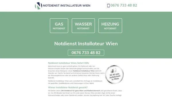 Website Screenshot: Installateur Notdienst Wien und Niederösterreich - Notdienst Installateur Wien für Gas, Wasser, Heizung - Date: 2023-06-26 10:26:35