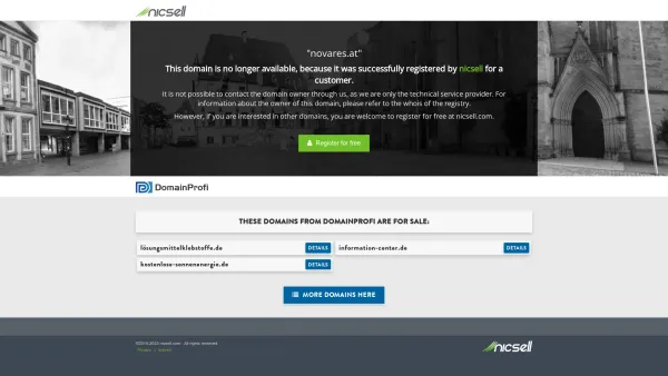 Website Screenshot: novares - Kommunikationssystem HandelsgesmbH - This domain has been registered for a customer by nicsell - Date: 2023-06-23 12:08:01