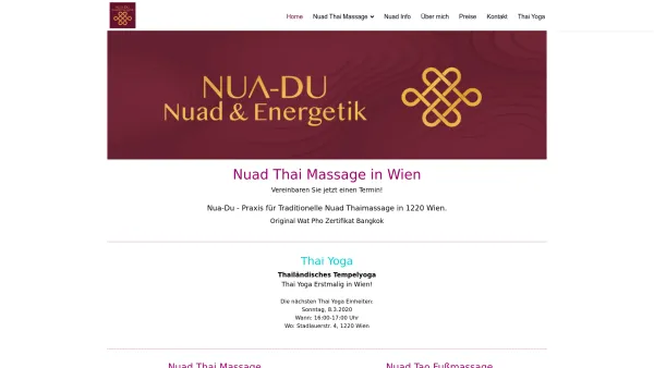 Website Screenshot: Nua-Du Traditionelle Nuad Thai Massage - Nua-Du Nuad Thai Massage Praxis - Thai Yoga Wien - Date: 2023-06-23 12:08:04