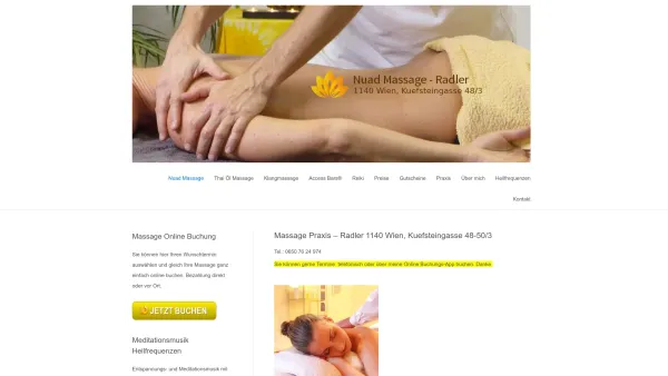 Website Screenshot: Nuad Massage Praxis für Körper & Energiearbeit - Massage Radler - Praxis 1140 Wien - Date: 2023-06-14 10:46:46