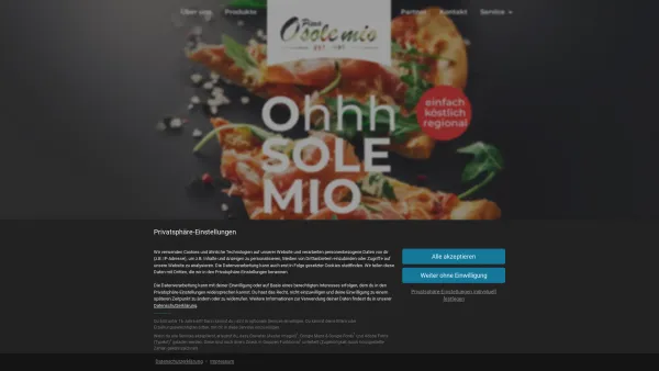 Website Screenshot: o sole mio Pizza und Snacks für die gute Gastronomie - O sole mio - Handgemachte Tiefkühlpizza, Pasta, Snacks & mehr - Date: 2023-06-15 16:02:34