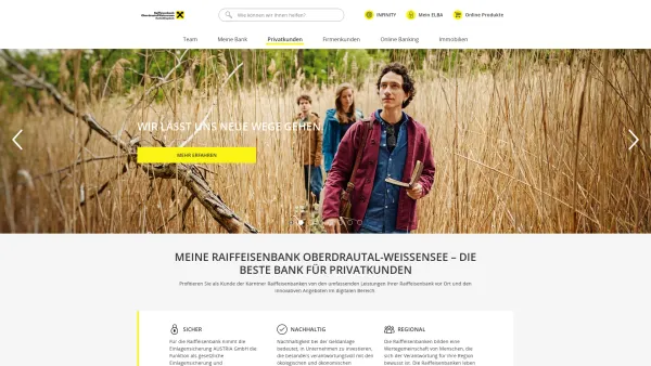 Website Screenshot: Oberdrautal Weissensee Raiffeisenbank - Privatkunden - Date: 2023-06-23 12:08:04