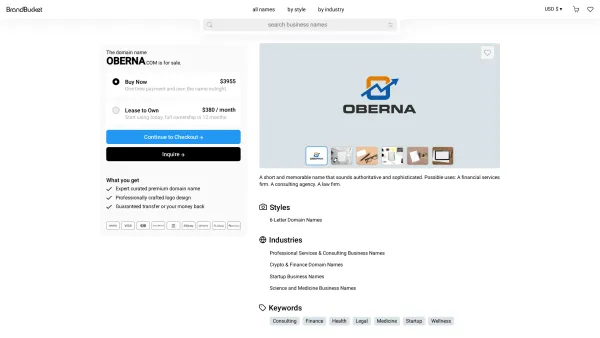 Website Screenshot: Oberna KG Guest Supplies - Oberna.com is For Sale | BrandBucket - Date: 2023-06-23 12:08:08