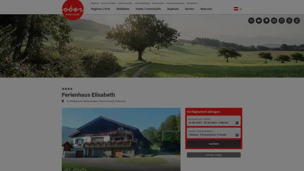 Website Screenshot: Ferienhaus Urlaub Oberösterreich Tourismusinformationen aus Oberösterreich - Ferienhaus Elisabeth - Date: 2023-06-23 12:08:08