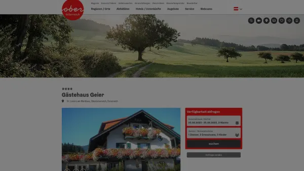 Website Screenshot: Pension Urlaub Oberösterreich Tourismusinformationen aus Oberösterreich - Gästehaus Geier Privatzimmer am Mondsee Salzkammergut - Date: 2023-06-23 12:08:08