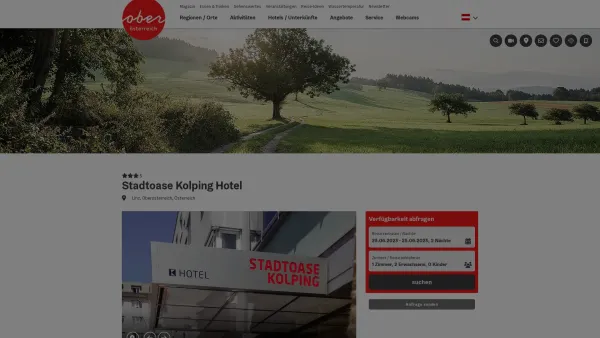Website Screenshot: Das offizielle Tourismusinformationssystem von Oberösterreich für Urlaub Freizeit Hotels und Veranstaltungen. Die Urlaubsangebote - Hotel Kolping Linz - Date: 2023-06-23 12:08:08