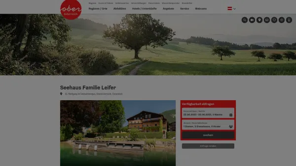 Website Screenshot: Ferenc Urlaub Oberösterreich Tourismusinformationen aus Oberösterreich - Seehaus Familie Leifer - Date: 2023-06-23 12:08:08