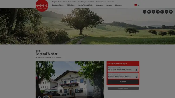 Website Screenshot: Gasthof Urlaub Oberösterreich Tourismusinformationen aus Oberösterreich - Gasthof Mader - Date: 2023-06-23 12:08:08