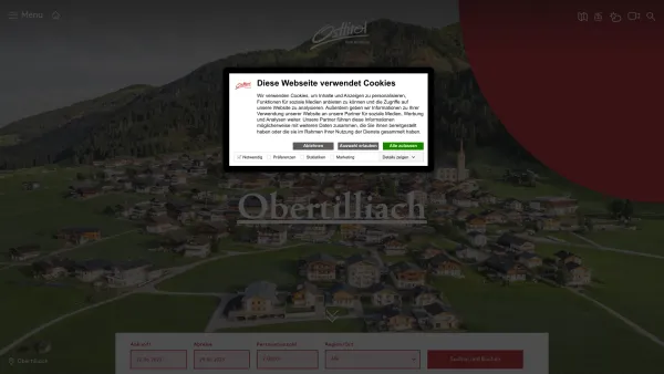 Website Screenshot: Tourismusverband Obertilliach Hochpustertal Lesachtal Dolomiten Familien Schifahren Langlaufen - Obertilliach » Urlaub im Bergsteigerdorf | Osttirol Tourismus - Date: 2023-06-23 12:08:11