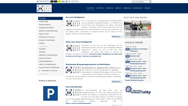 Website Screenshot: Stadtgemeinde Oberwart - Startseite - Date: 2023-06-14 10:44:10
