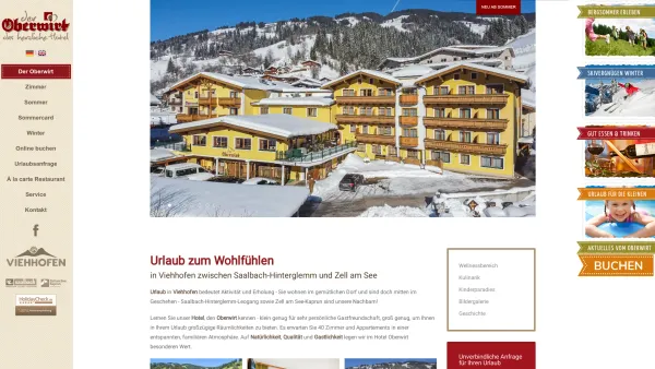Website Screenshot: Hotel Gasthof Oberwirt*** - Der Oberwirt | Hotel in Viehhofen | Wunderschöne Zimmer & Appartements - Date: 2023-06-23 12:08:11