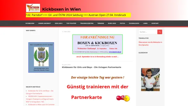 Website Screenshot: Octagon pro Gym 13 Staatsmeister 2005 Österreichs Nr. 1 OCTAGON SPORTPROMOTIONS und KICKBOXING MANAGEMENT - Kickboxen in Wien – Octagon Pro Gym - Date: 2023-06-23 12:08:11