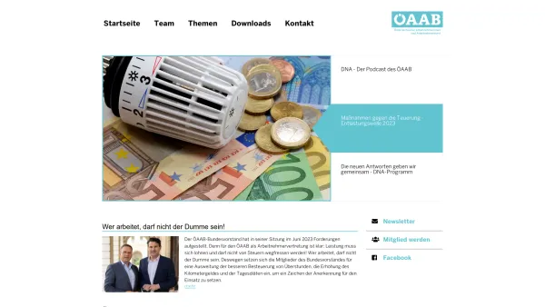 Website Screenshot: www.oeaab.com Österreichischer Arbeitnehmerinnen und Arbeitnehmer Bund - ÖAAB - Herzlich Willkommen! - Date: 2023-06-23 12:08:14