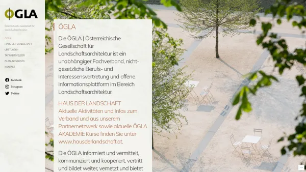 Website Screenshot: ÖGLA Österreichische Gesellschaft für Landschaftsplanung und Landschaftsarchitektur - Österreichische Gesellschaft für Landschaftsarchitektur - Date: 2023-06-23 12:08:14