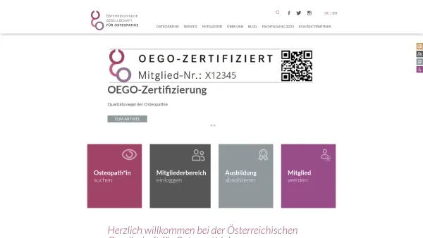 Website Screenshot: Österreichische Gesellschaft für Osteopathie (OEGO) - Home - OEGO - Date: 2023-06-14 10:44:12