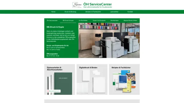 Website Screenshot: Servicebetrieb ÖH-Uni Graz GmbH - ÖH ServiceCenter und Grazer Uni-Druckerei - Date: 2023-06-23 12:08:14