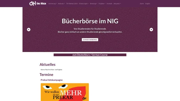 Website Screenshot: HochschülerInnenschaft an der Universität Wien - Startseite - ÖH Uni Wien - Date: 2023-06-15 16:02:34