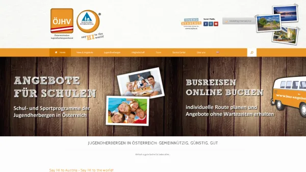 Website Screenshot: ÖJHV OEJHV Österreichischer Jugendherbergsverband AYHA Austrian Youth Hostel Association - Home - Österreichischer Jugendherbergsverband - Date: 2023-06-23 12:08:14