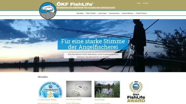 Website Screenshot: Österreichisches Kuratorium für Fischerei Gewässerschutz - Startseite - Fishlife - Date: 2023-06-23 12:08:14